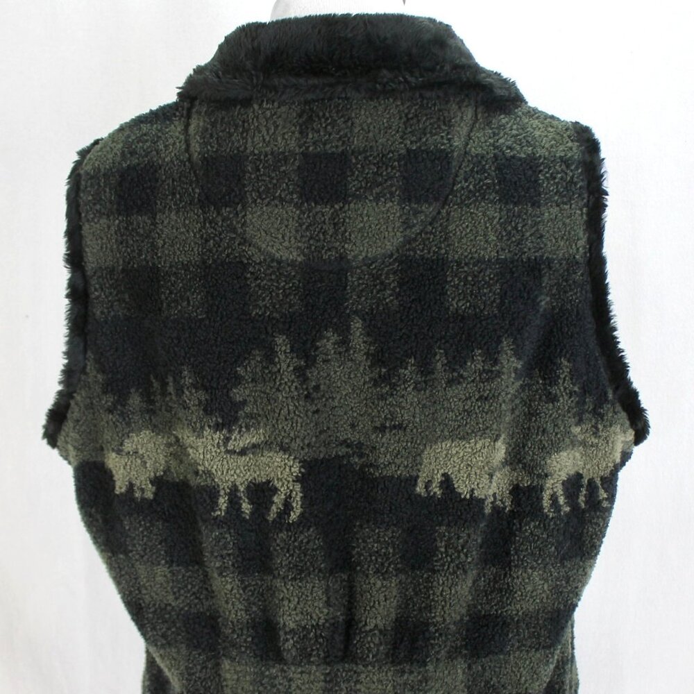 Woolrich Vest Womens Size L Green Black  Check Moose Full Zip Front Pockets - Picture 6 of 9